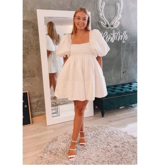 AJE Casabianca Puff Sleeve Cotton Minidress in Ivory 6 US / 10 AU - Picture 4 of 16